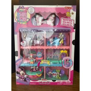 NIB Disney Minnie Mouse Bow-Tel Hotel, 2-Sided Playset with Lights, and Sounds